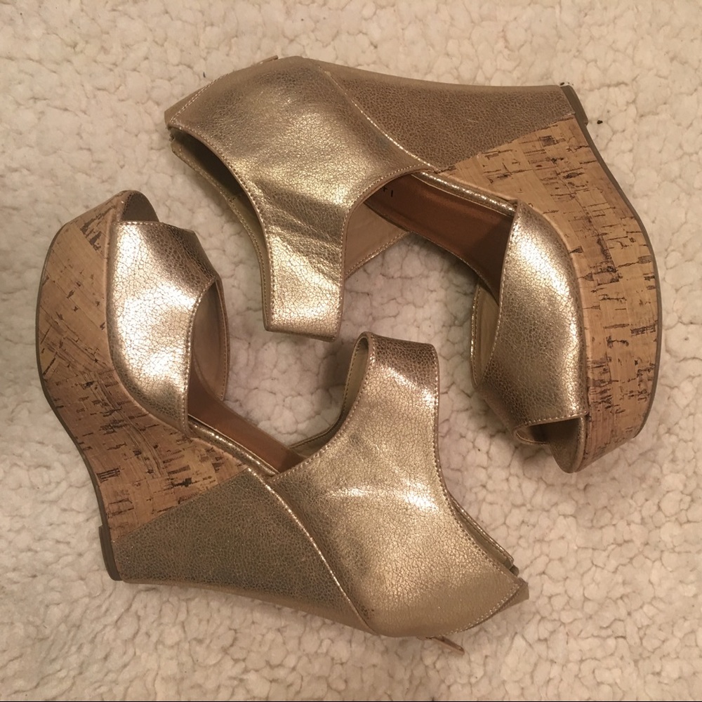 Cork wedge platform heels sandals Sz 9